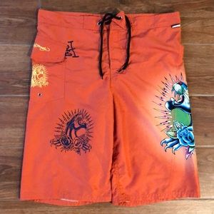 Ed Hardy KIDS Swimwear Surf Trunks By Christian Audigier Youth XL